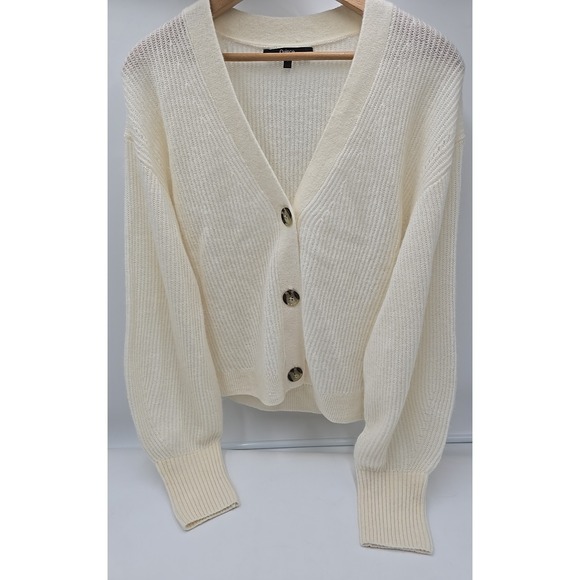 Quince 100% Organic Cotton Cropped Cardigan Ivory L Quite Luxury Modern Capsule - Picture 8 of 11